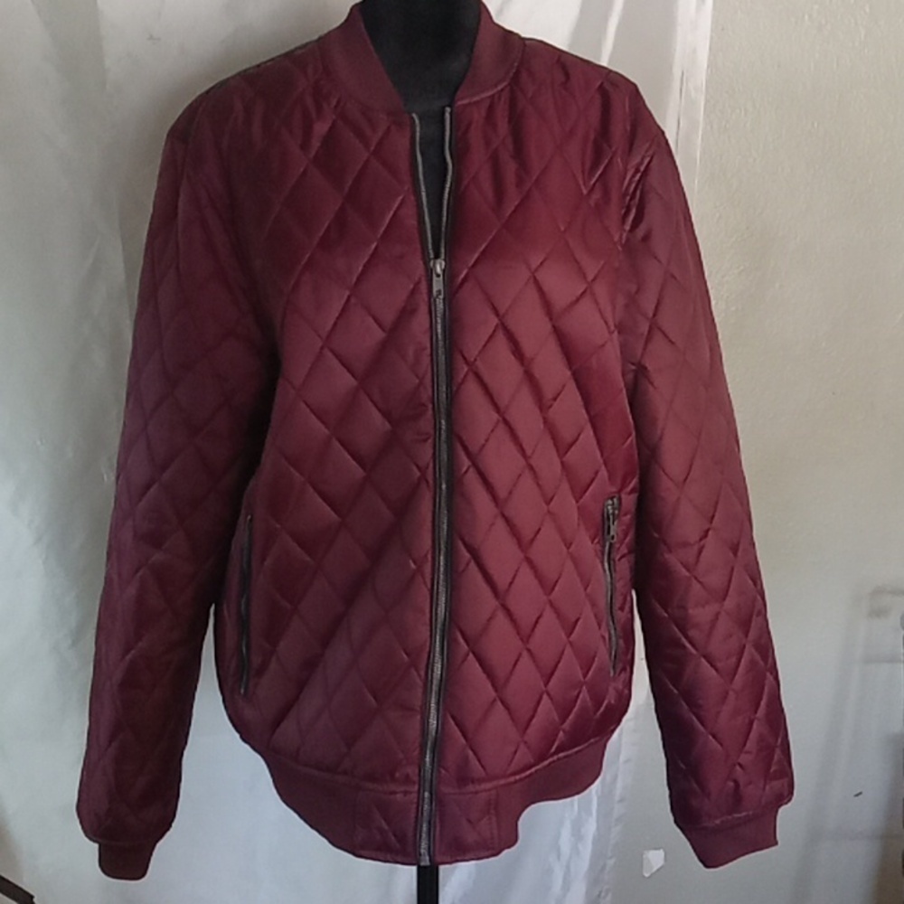 Lon nyc maroon across the pond quilted jacket XL